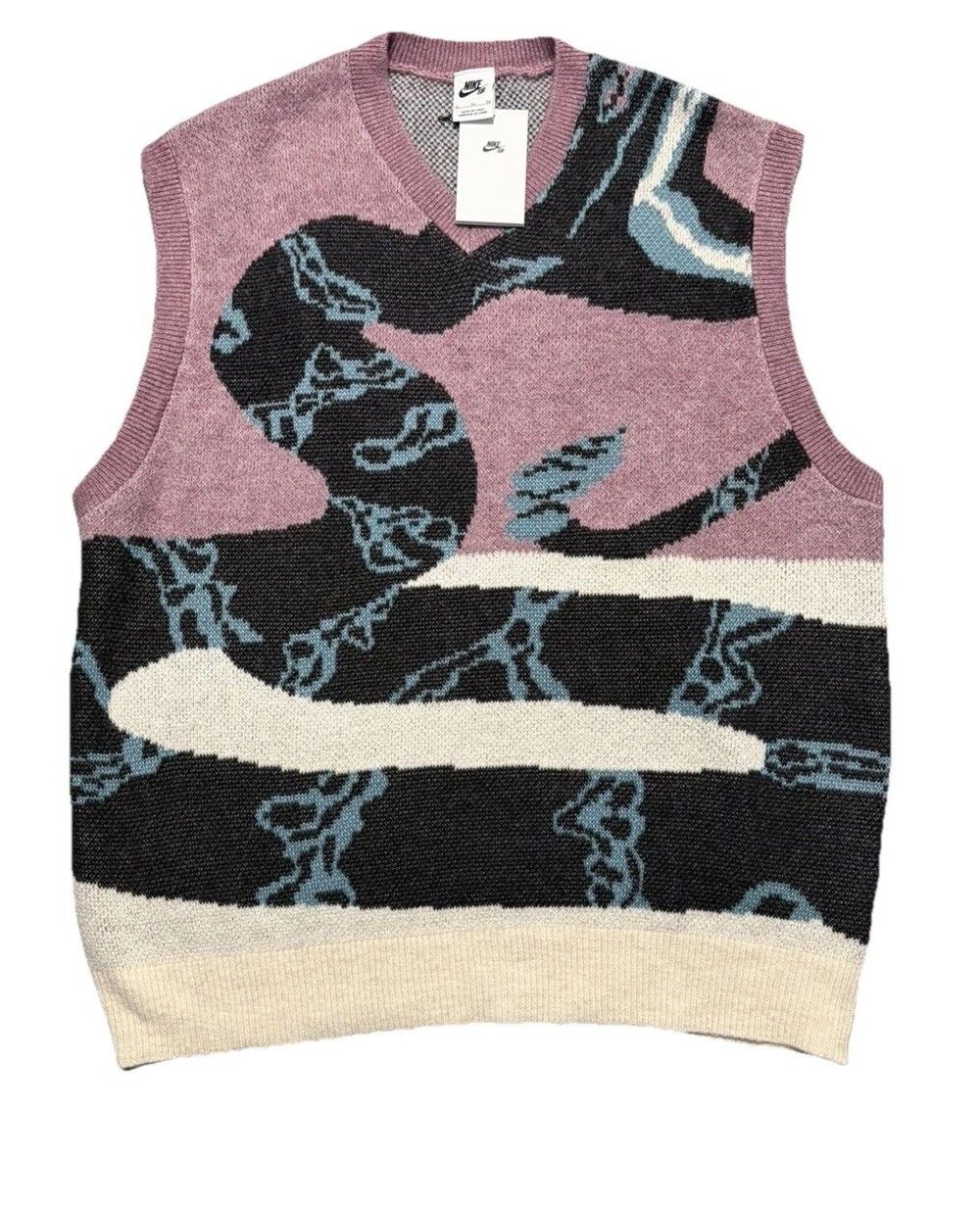 Nike SB Skateboarding Vest Snake Wool FV7391-523 Men's XL Knit Sweater NWT